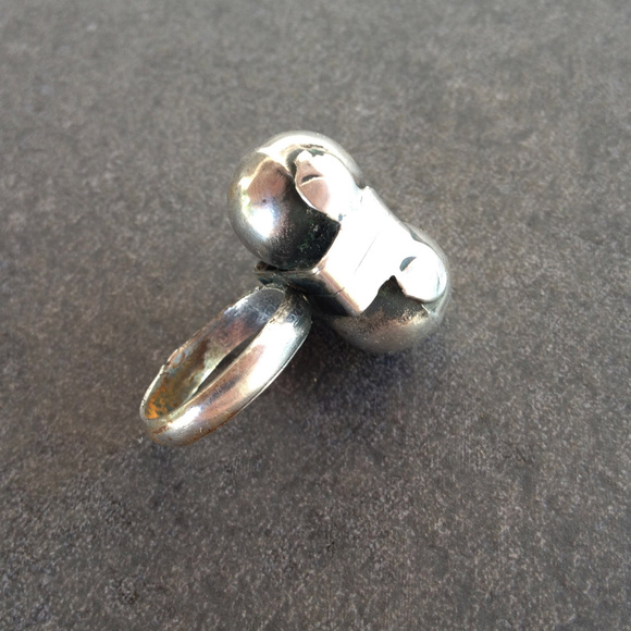 Vintage Dual Silver Sphere Ring - Picture 3 of 6